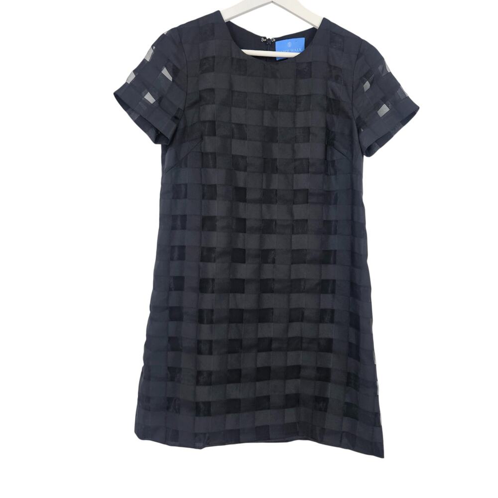 Alice Walk Shift Dress Black Checkered Short Sleeve Mini Career Office Size 2